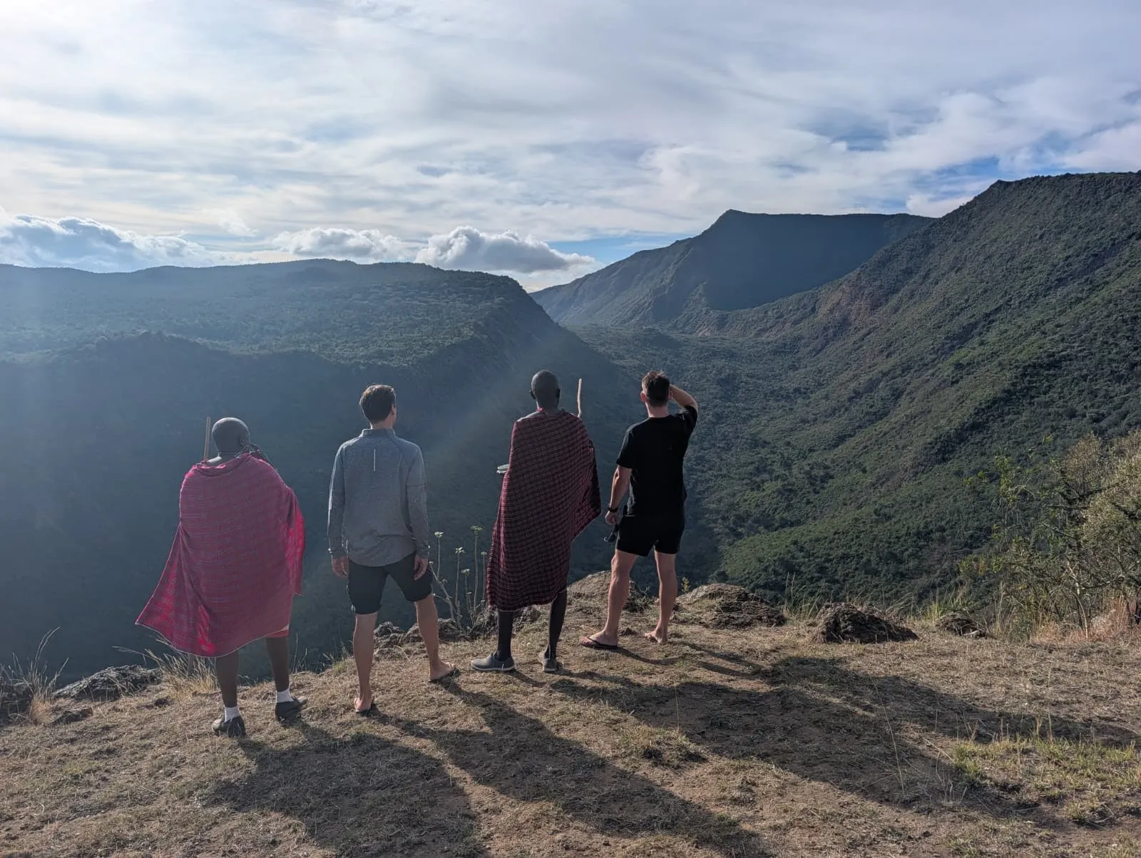 Guests and guides looking out over the crater